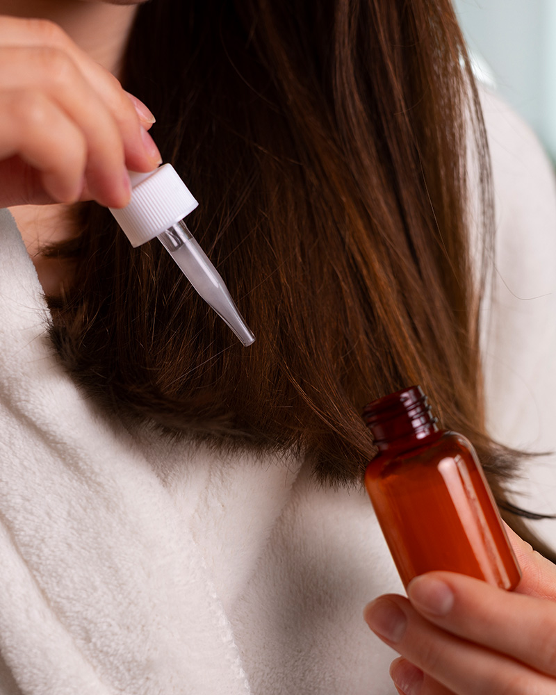 front-view-woman-hair-slugging-night-routine